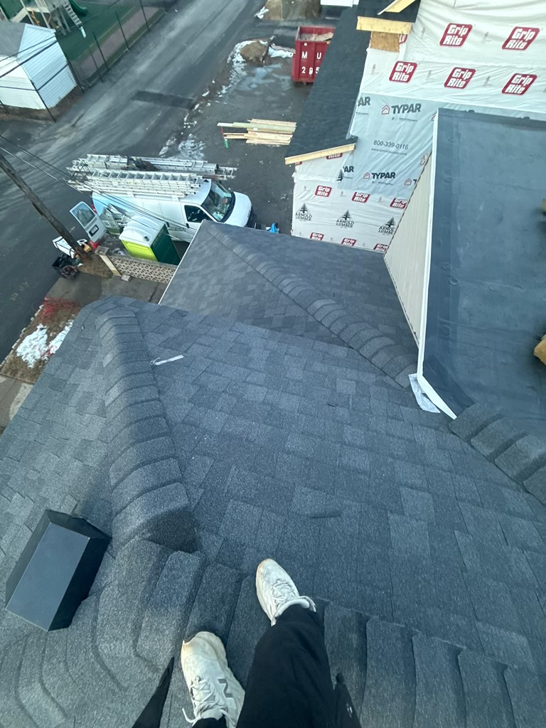 Completed shingle ridge cap detail